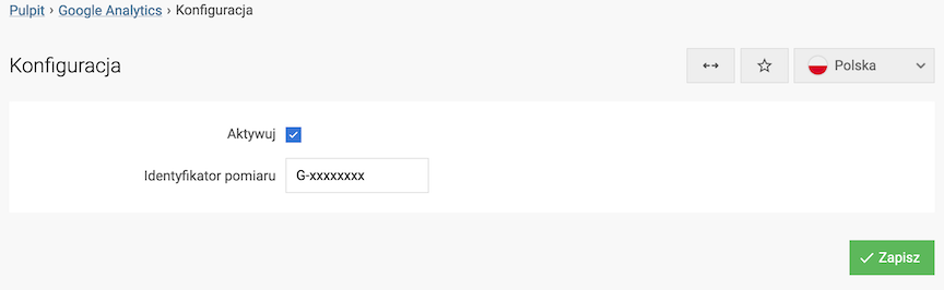 Konfiguracja modułu Google Analytics