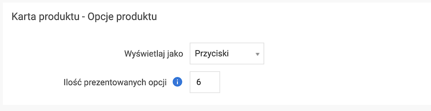 Ustawienia dotyczące wyświetlania opcji produktów
