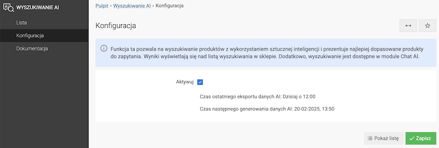 Konfiguracja wyszukiwania AI